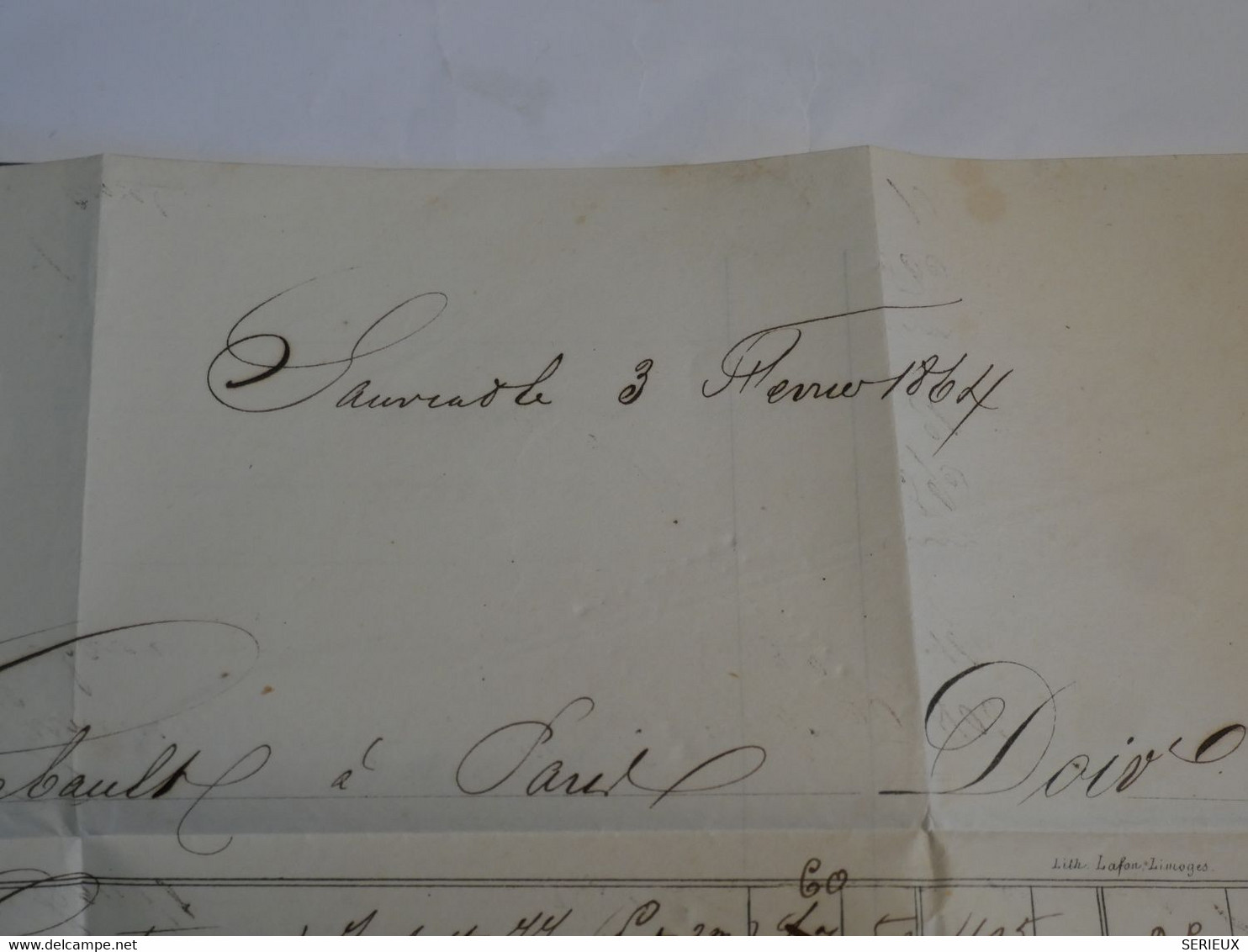 BO11 FRANCE   BELLE  LETTRE RRR 1865 SALVIAT A PARIS  +N°22  + C. PERLé + AFFRANCH.INTERESSANT++ - 1862 Napoléon III.