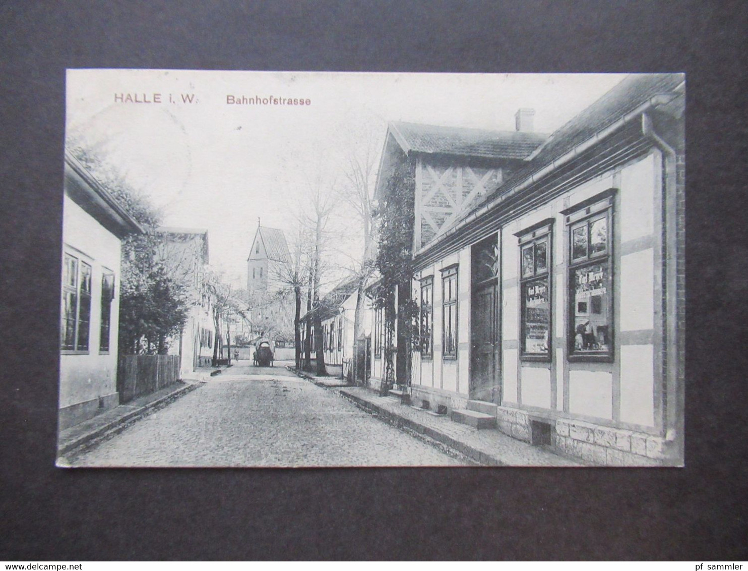AK Um 1905 Halle In Westfalen Bahnhofstrasse Mit Geschäft Carl Meyer Buchbinderei Hof Photogr. Haeyn Wilms - Halle I. Westf.