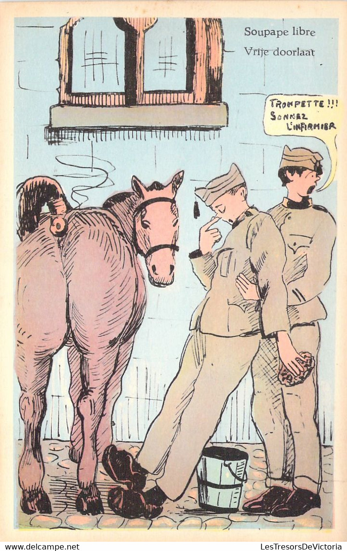 MILITARIAT - HUMORISTIQUE - Soupape Libre - Cheval Défalquant - Malaise  - Carte Poste Ancienne - Humor