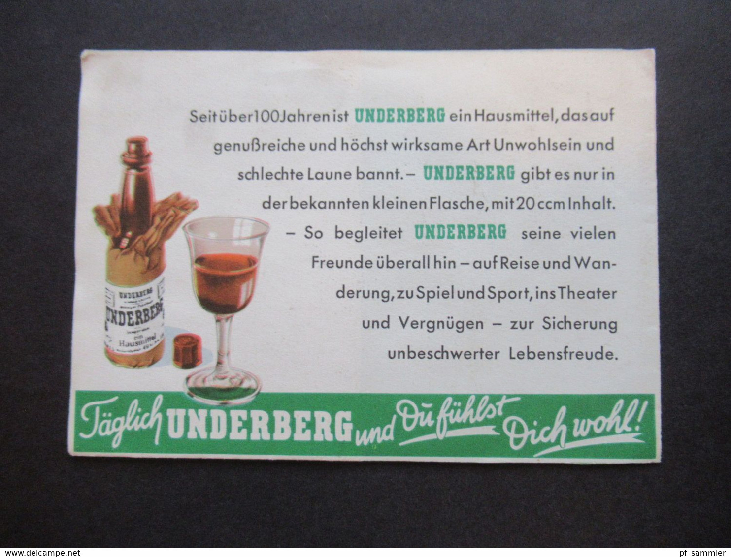 Alte Werbung ca. 1950er Jahre Underberg Kulissen Klappkarte / Kräuterschnapps