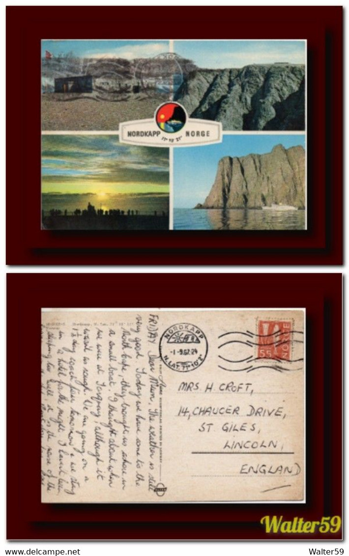 1967 Norway Norge Multiview Postcard Nordkapp Mailed To England 2scans - Cartas & Documentos