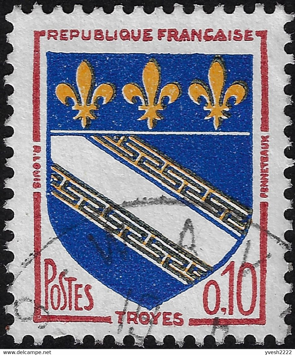 France 1962 Y&T 1353 Et 1353b. Inscriptions En Brun Et Rouge, Jaune Clair Et Foncé, Jaune Déplacé, Bleu Et Bleu-noir - Oblitérés