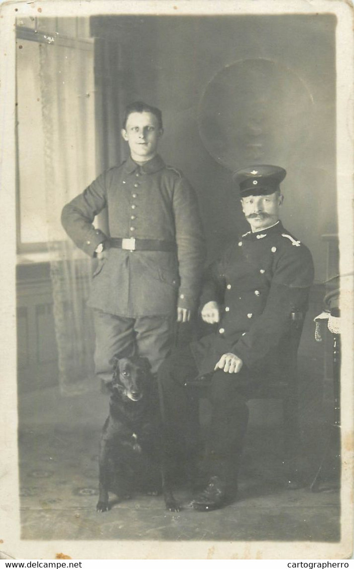 Carte Foto Militaire 1916 Schiltigheim Correspondance Ww1 Military Regimental Uniforms Soldiers Dog - Schiltigheim