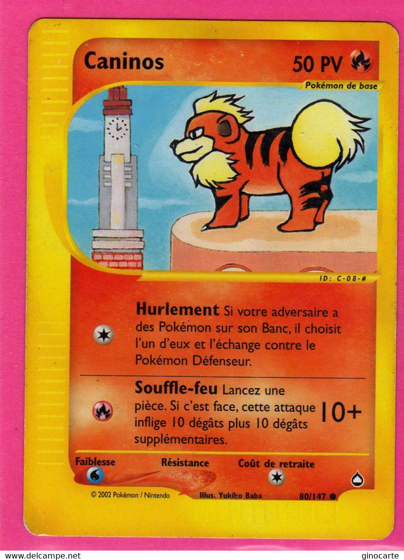 Carte Pokemon Francaise 2002 Wizards Aquapolis 80/147 Caninos 50pv Bon Etat - Wizards