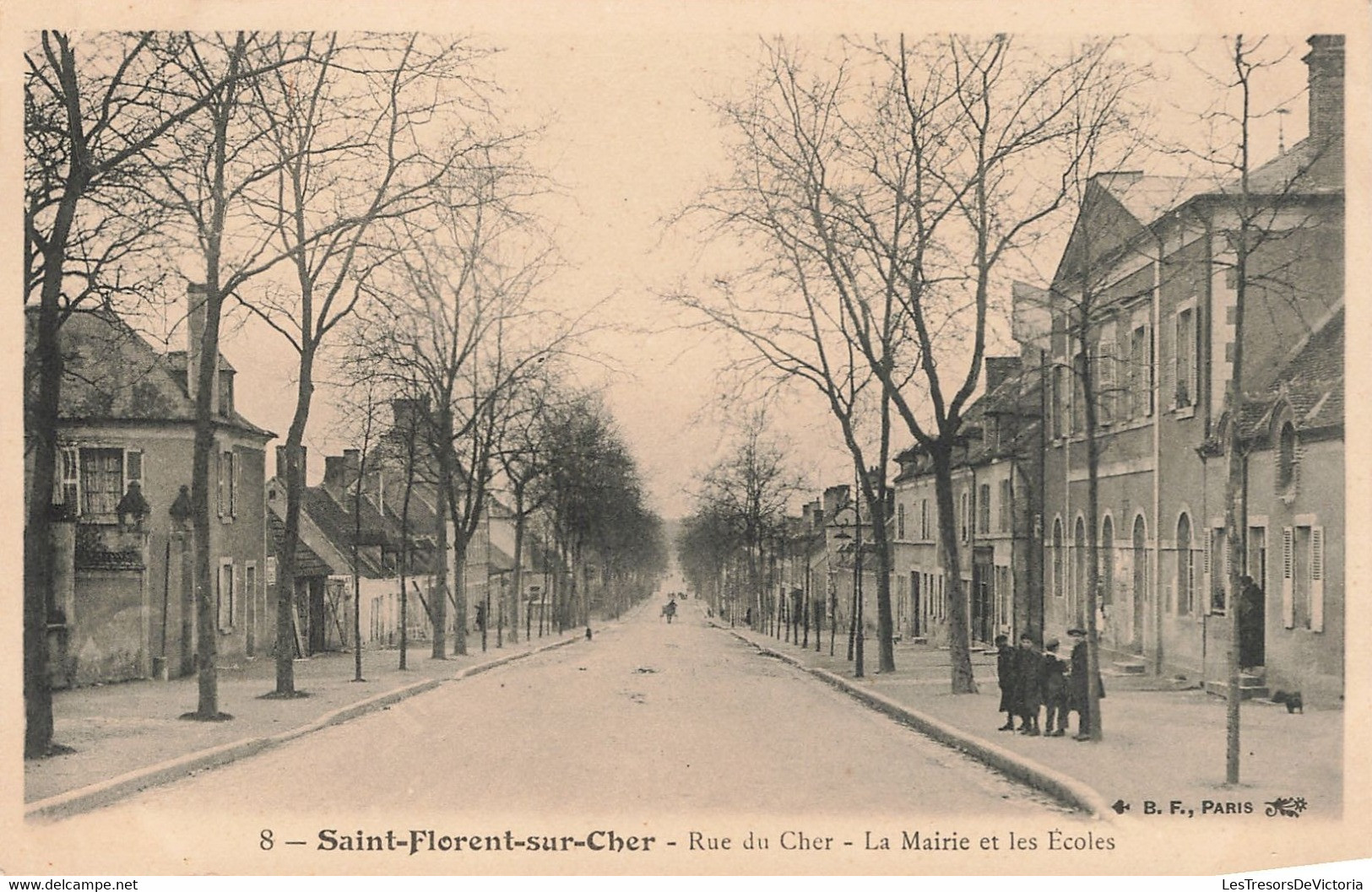 France - Saint Florent Sur Cher - Rue Du Cher - La Mairie Et Les écoles - Edit. BF - Animé  - Carte Postale Ancienne - Saint-Florent-sur-Cher