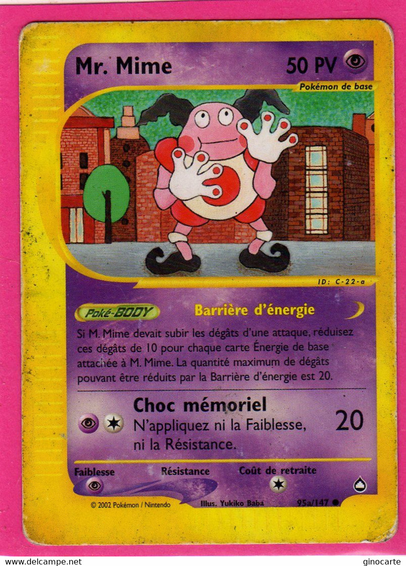 Carte Pokemon Francaise 2002 Wizards Aquapolis 95a/147 Mr Mime 50pv Usagée - Wizards