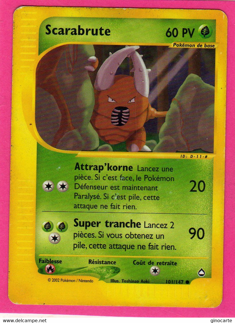 Carte Pokemon Francaise 2002 Wizards Aquapolis 101/147 Scarabrute 60pv Bon Etat - Wizards