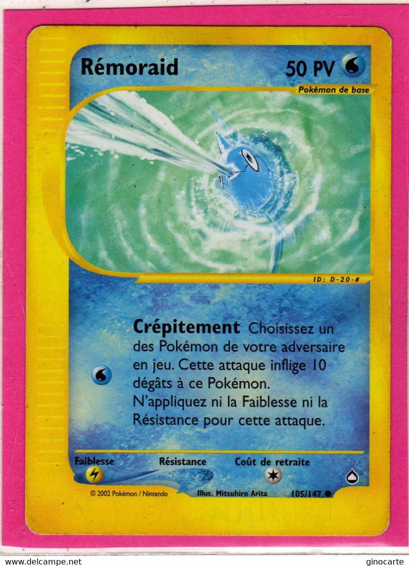 Carte Pokemon Francaise 2002 Wizards Aquapolis 105/147 Remoraid 50pv Occasion - Wizards