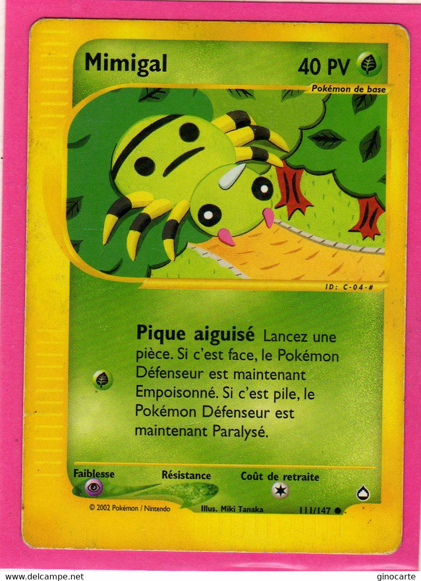 Carte Pokemon Francaise 2002 Wizards Aquapolis 111/147 Mimigal 40pv Occasion - Wizards