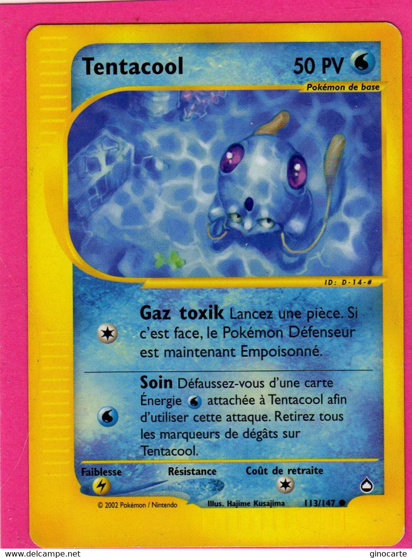 Carte Pokemon Francaise 2002 Wizards Aquapolis 113/147 Tentacool 50pv Bon Etat - Wizards