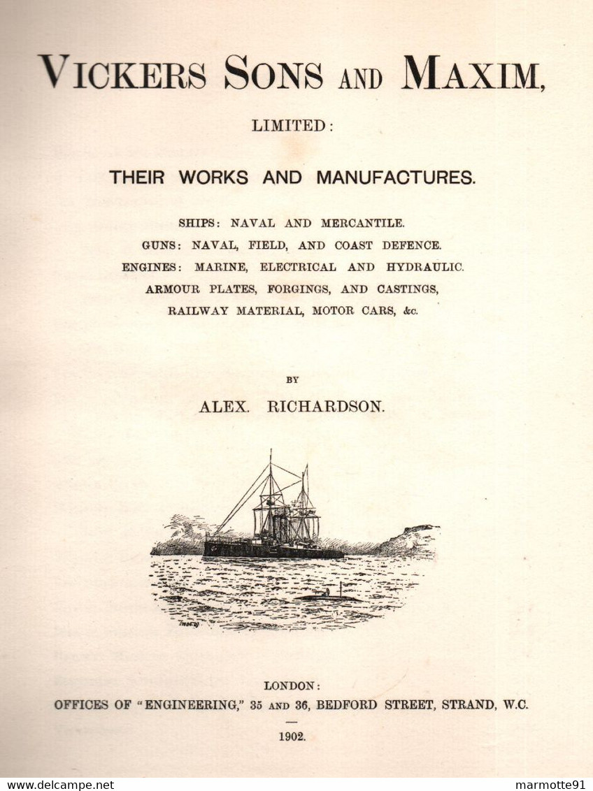 VICKERS SONS AND MAXIM LIMITED 1902 HISTORIQUE SOCIETE ARMEMENT CANON MITRAILLEUSE ARTILLERIE - Anglais