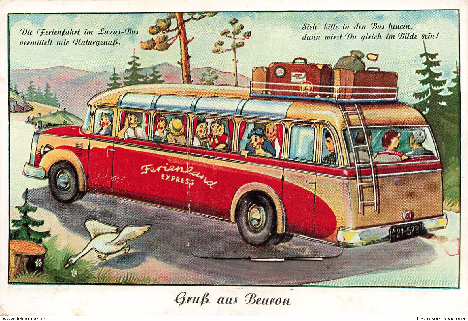 Carte Système - Bus De Voyage - Edit. Shöning Et Co - Colorisé - Ferienfahrt In Luxus Bus - Carte Postale Ancienne - Cartoline Con Meccanismi