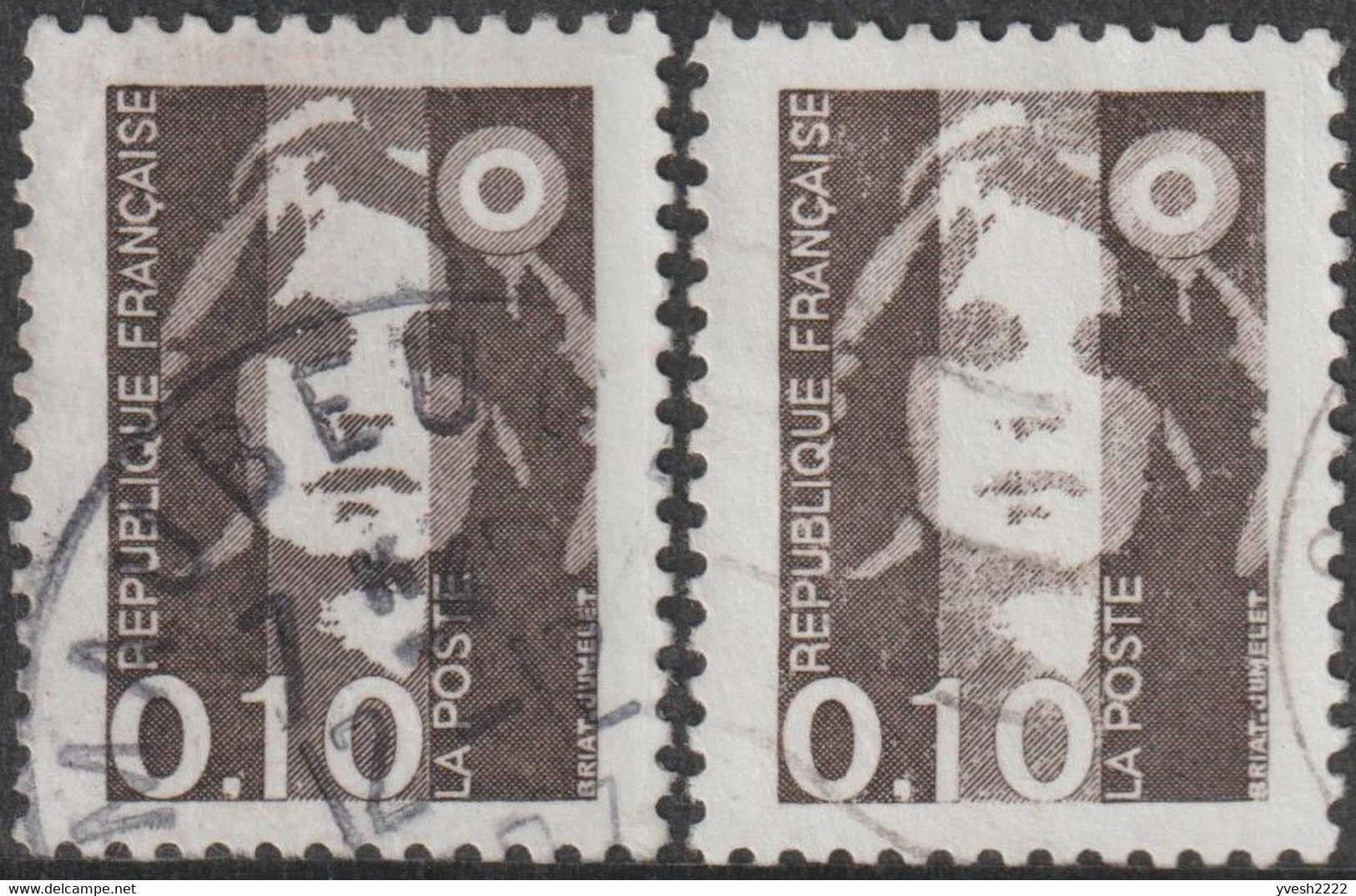 France 1990 Y&T 2617. 10 C Marianne Du Bicentenaire (une Noble...). Second Timbre Avec Manque D'encre Au Centre - Used Stamps