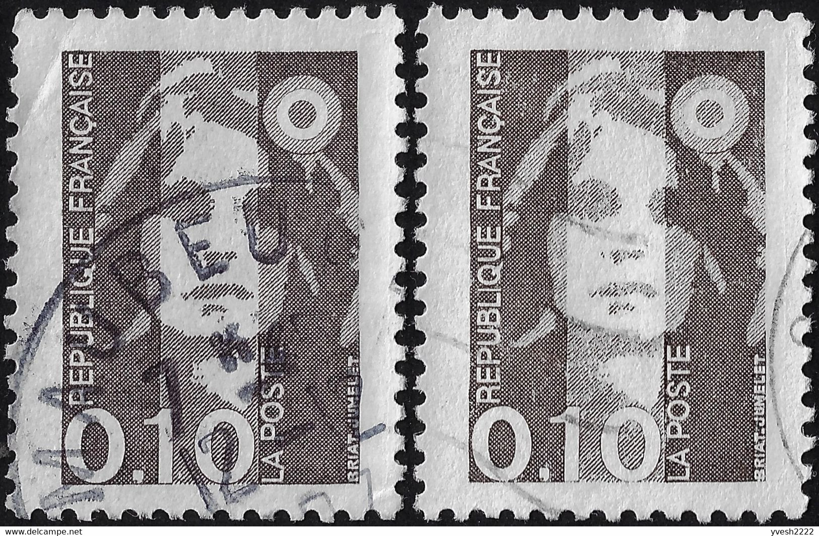 France 1990 Y&T 2617. 10 C Marianne Du Bicentenaire (une Noble...). Second Timbre Avec Manque D'encre Au Centre - Used Stamps