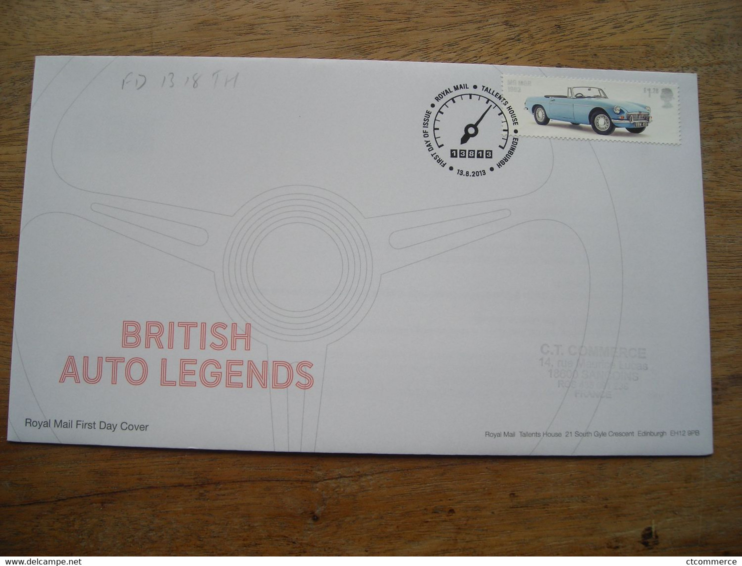 2013 FDC British Auto Legends MG MGB Angleterre - 2011-2020 Em. Décimales