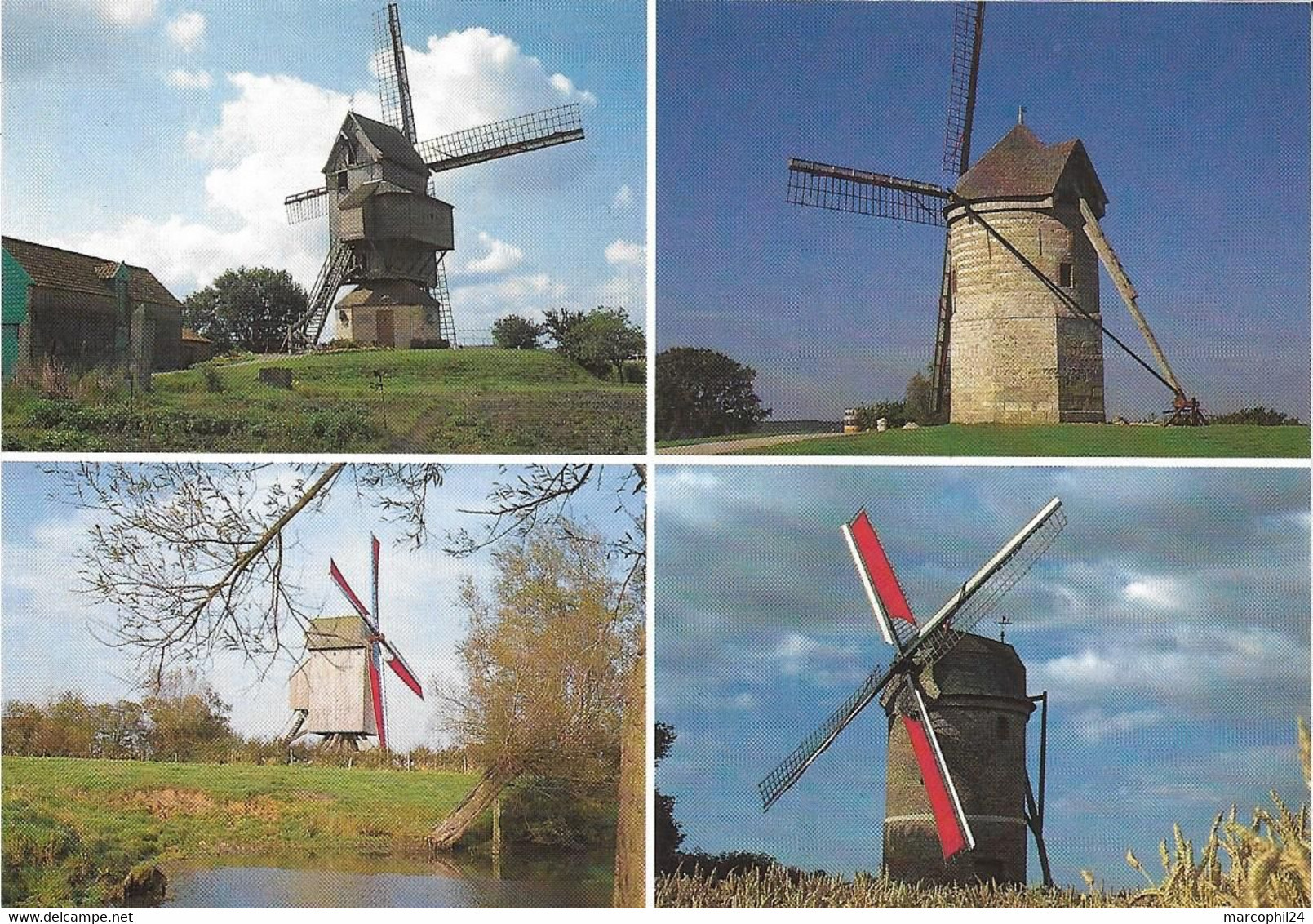 MOULIN A VENT + Carte Postale Neuve : C32 - 4 Moulins : WATTEN, PITGAM, TEMPLEUVE - ARAM Nord Pas-de-Calais - Hondshoote