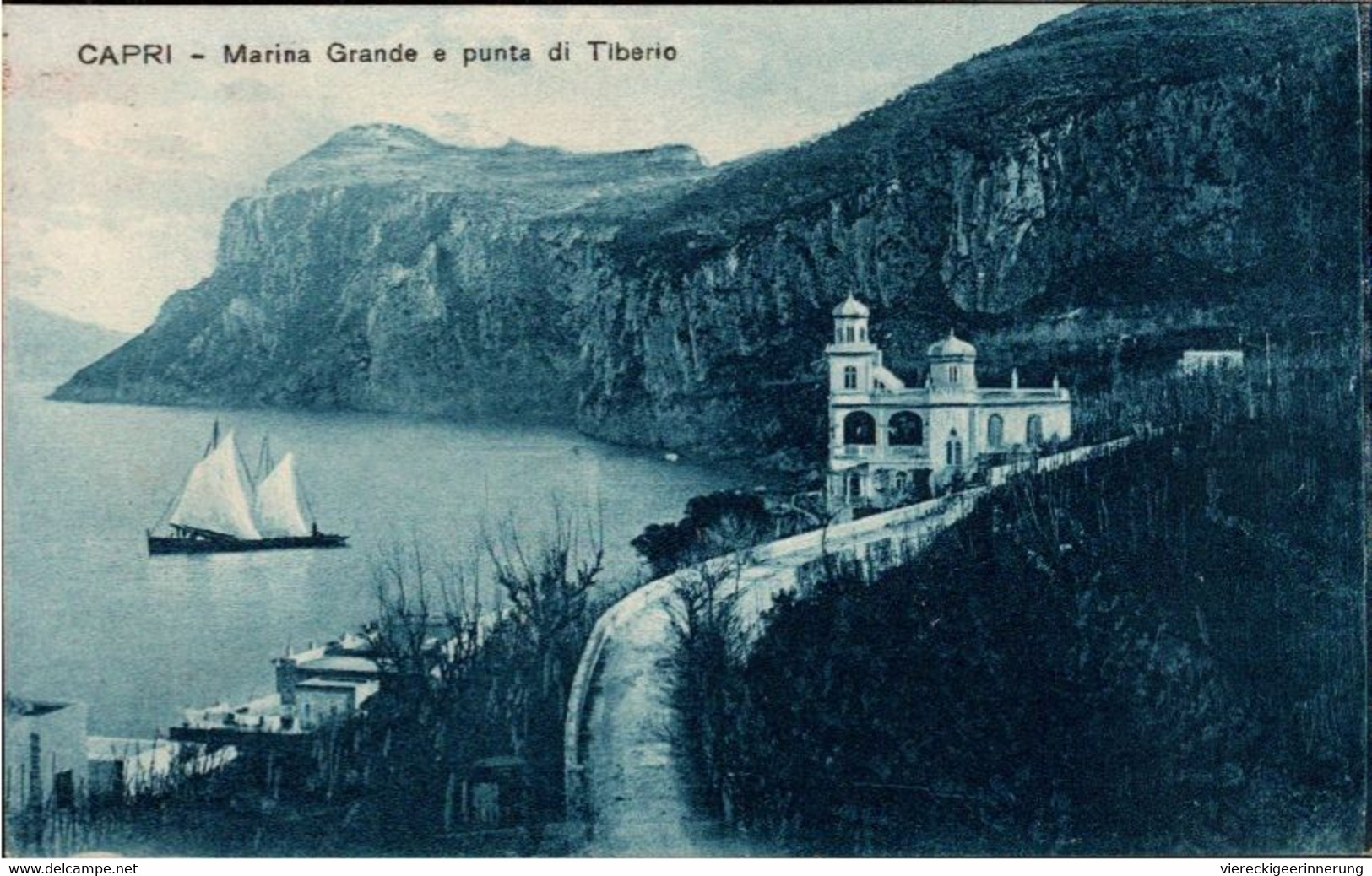 ! 1930 Alte Ansichtskarte Aus Capri, Marina Grande E Punta Di Tibero, Hotelstempel, Italien - Otros & Sin Clasificación