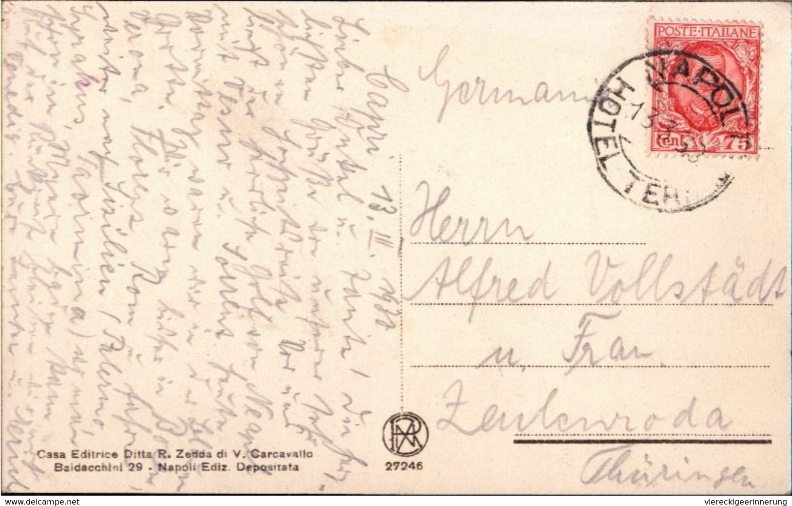 ! 1930 Alte Ansichtskarte Aus Capri, Marina Grande E Punta Di Tibero, Hotelstempel, Italien - Altri & Non Classificati