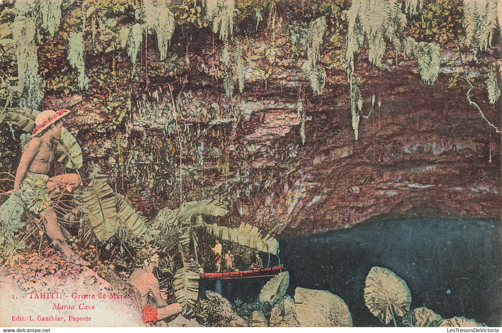 Tahiti - Grotte De Marea - Maraa Cave - Edit. L.Gauthier - Colorisé - Animé - Carte Postale Ancienne - Tahiti