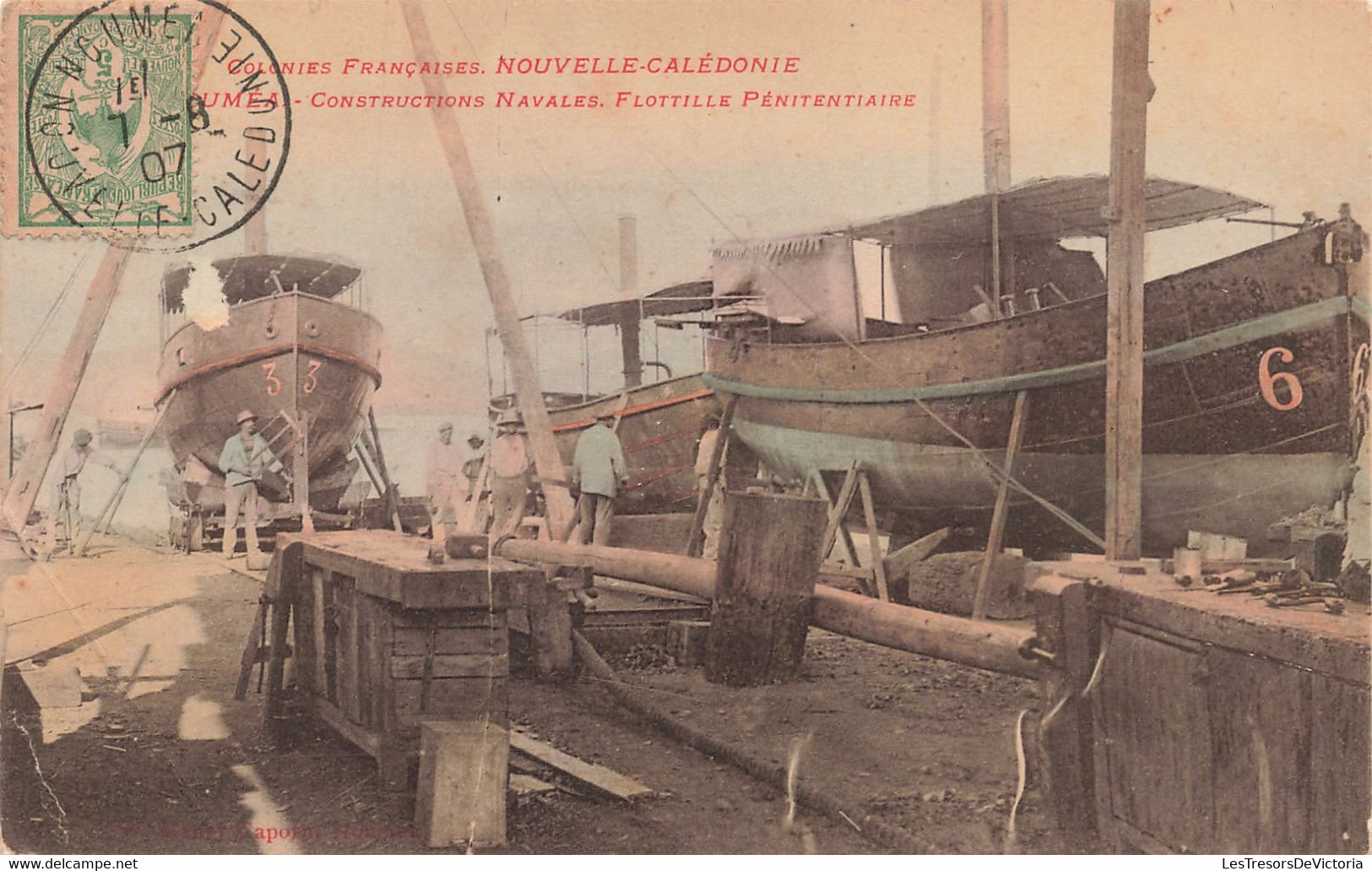 Nouvelle Caléconie - Nouméa - Constructions Navales - Flotille Pénitentiaire - Colorisé  - Rare - Carte Postale Ancienne - Nueva Caledonia