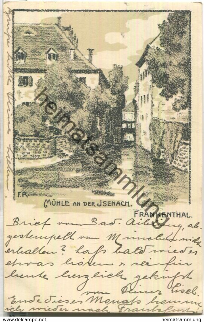 Frankenthal - Mühle An Der Isenach - Künstlerkarte Signiert F. R. - Verlag A. Lauterborn Ludwigshafen - Frankenthal