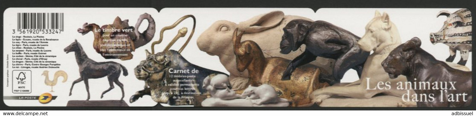 Carnet AUTOADHESIF BC 775 "Les Animaux Dans L'art" 2012. Vendu à La Valeur Faciale. Neuf. TB - Gelegenheidsboekjes