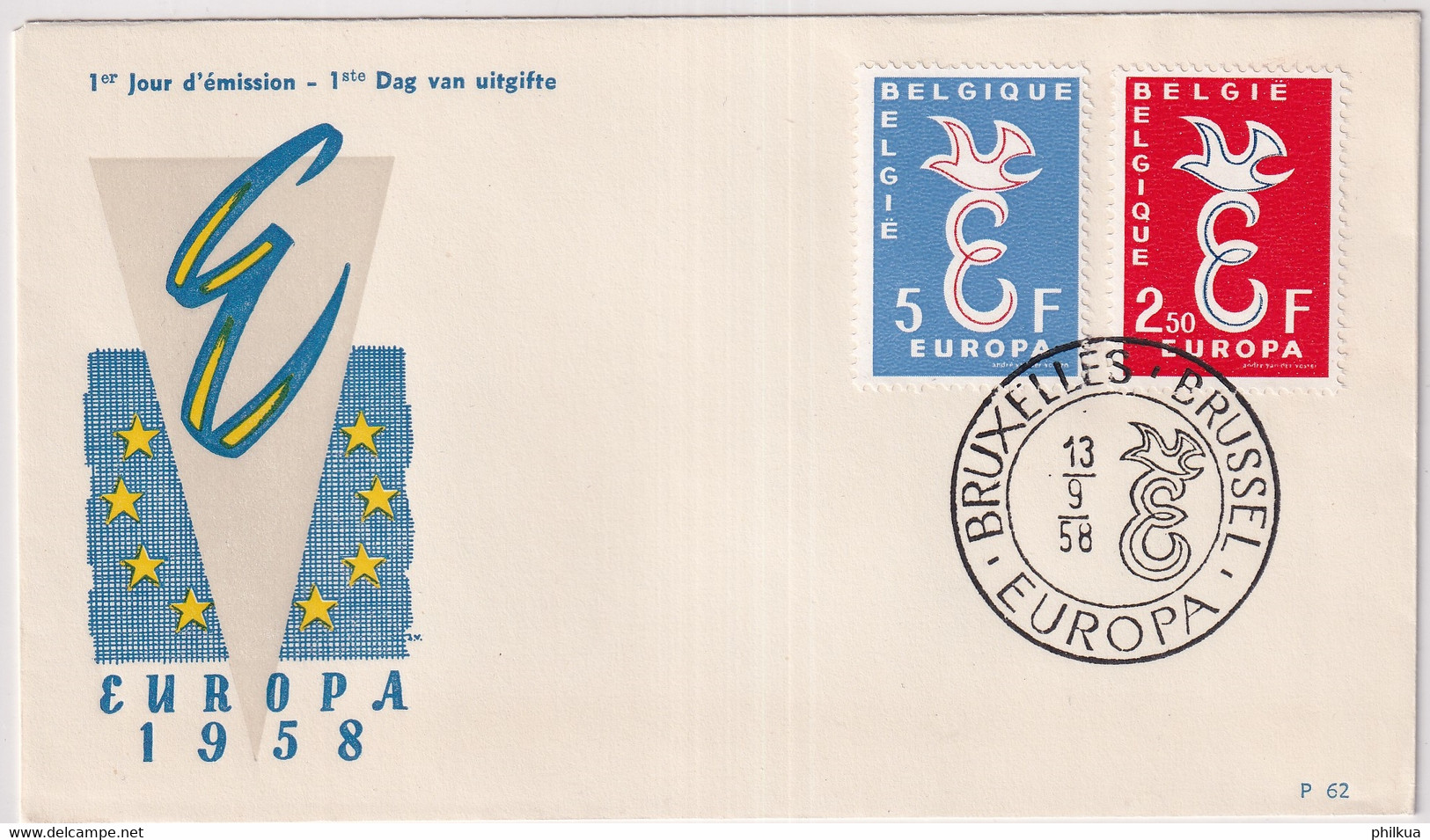 MiNr. 1117 - 1118 Belgien 1958, 13. Sept. Europa  - FDC - 1958