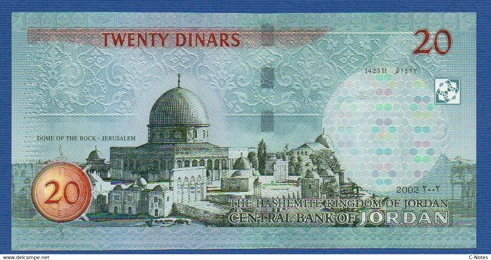 JORDAN - P.37a– 20 Dinars 2002 UNC, Serial/n See Photos - Jordanie