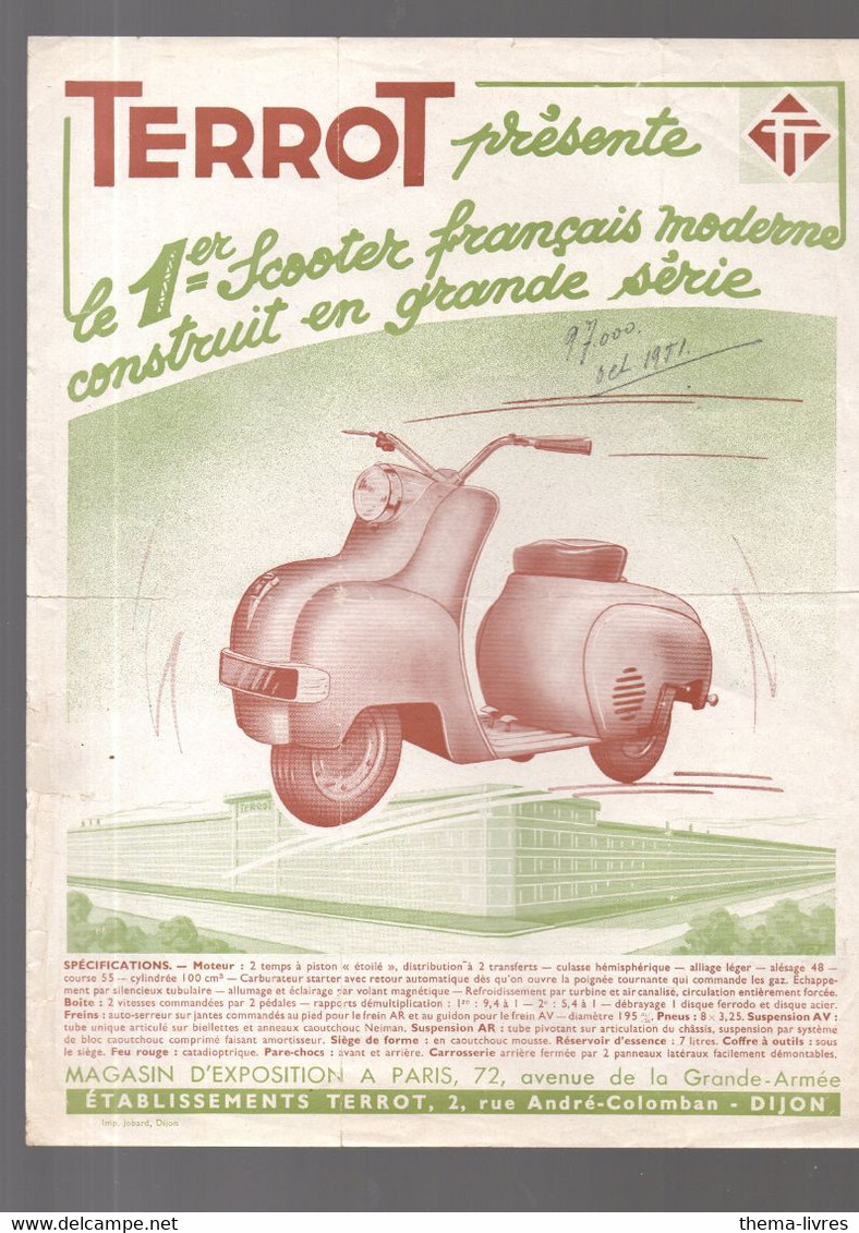 Dijon (21)  (motos) TERROT Présente Le 1er Skooter Français Moderne (1951)  (CAT5140) - Motos