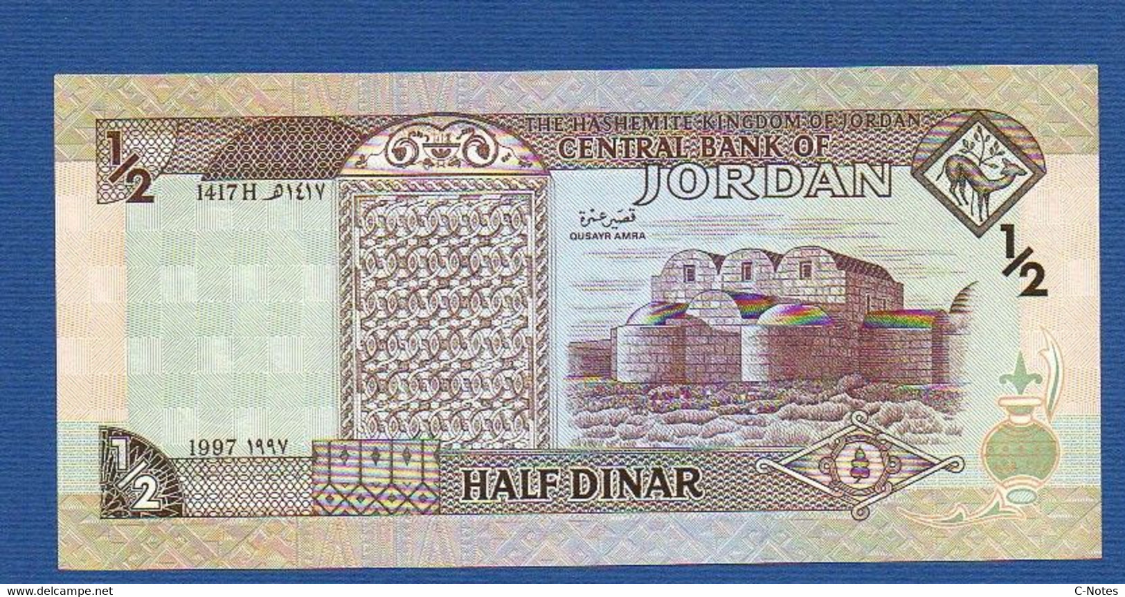 JORDAN - P.28b  – 1/2 Dinar 1997 UNC, Serial/n See Photos - Jordanie