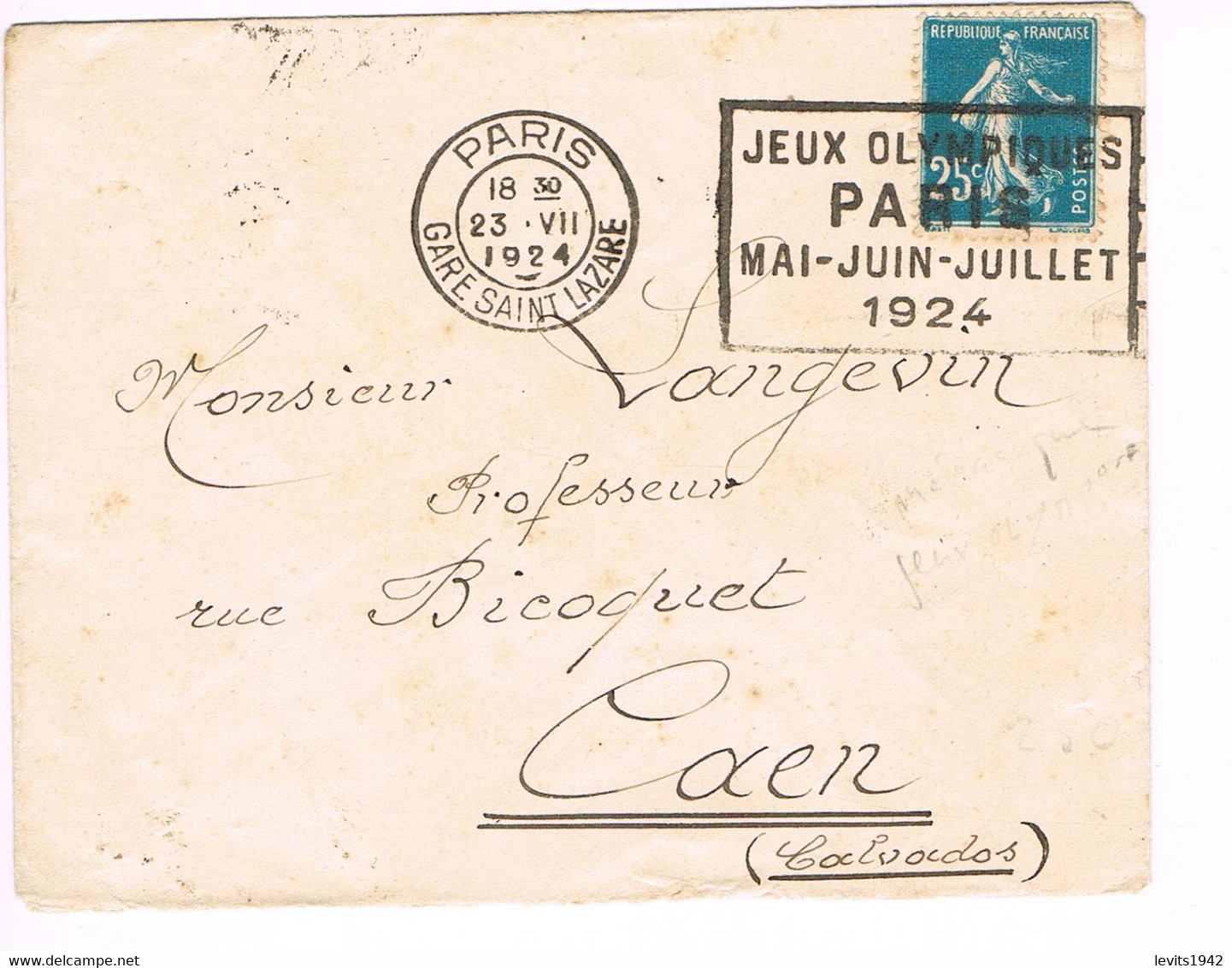 JEUX OLYMPIQUES 1924 -  MARQUE POSTALE - CYCLISME - HALTEROPHILIE - PELOTE BASQUE - JOUR DE COMPETITION - 23-07 - - Zomer 1924: Parijs