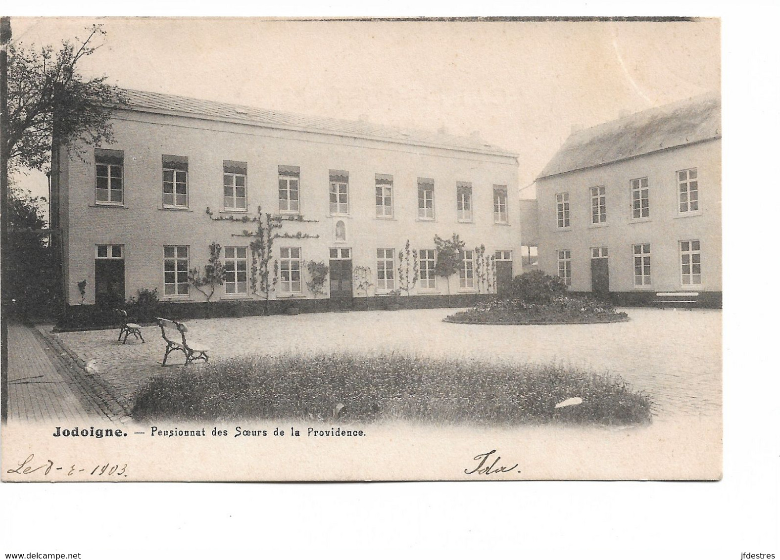 CP Jodoigne Pensionnat Des Soeurs De La Providence 1903   A Julie Servais Wasseiges - Geldenaken