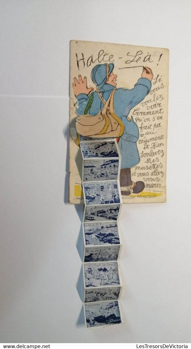 Carte à Système - Bande Dessinée - Colorisé - J.P.God - Halte Léa  - Carte Postale Ancienne - Cartoline Con Meccanismi