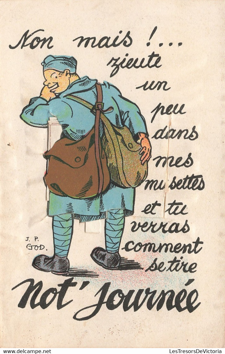 Carte à Système - Bande Dessinée - Colorisé - J.P.God - Not' Journée - Carte Postale Ancienne - Dreh- Und Zugkarten