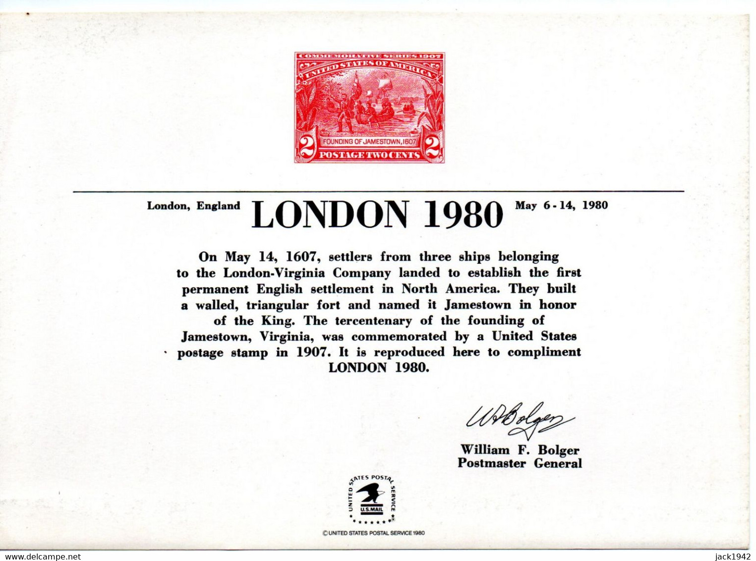 London 1980 Stamp  Exhibition Catalogue - With Palmares + Card Offered By The US Postal Service - Briefmarkenaustellung