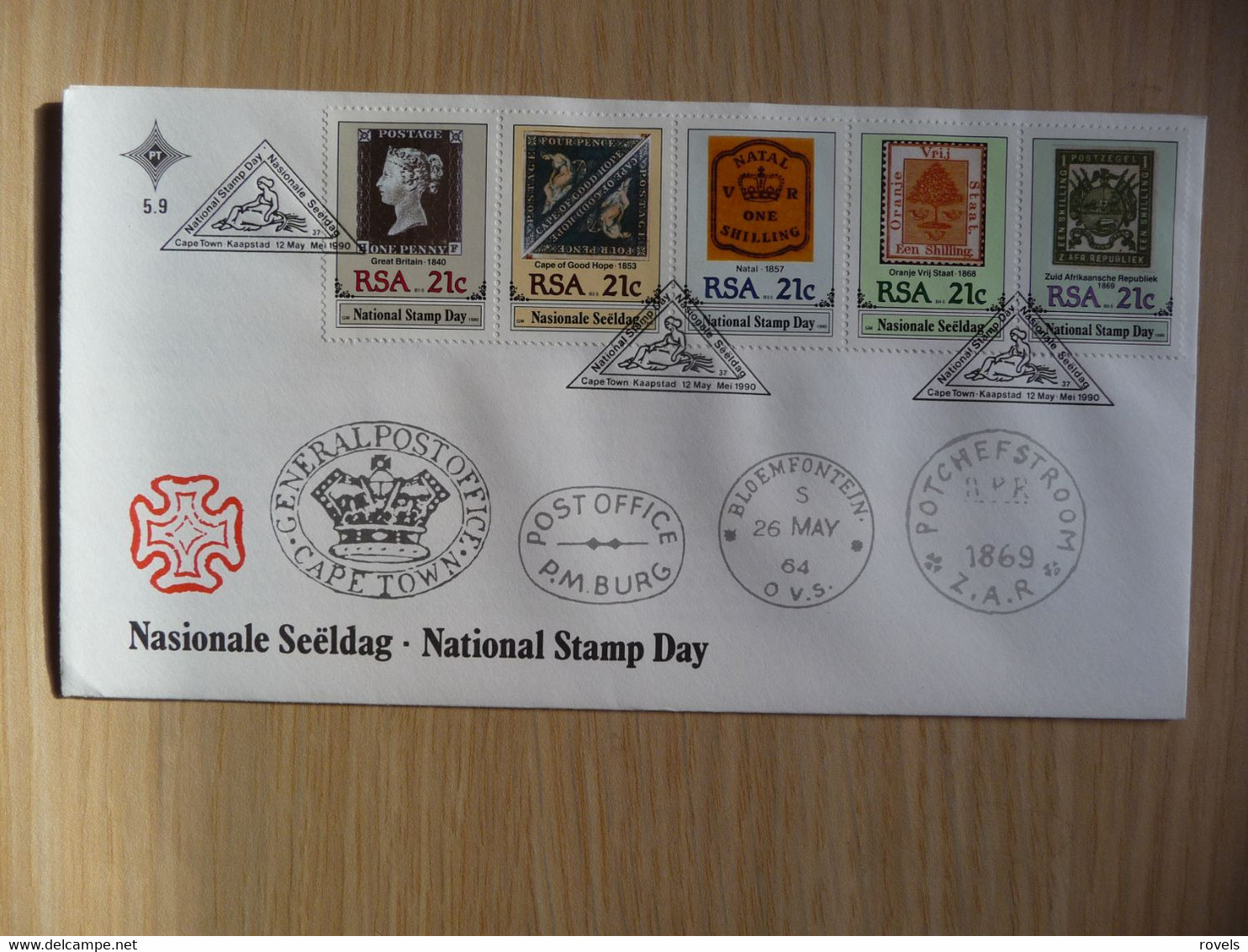 (8) South Africa RSA * FDC 1990 * National Stamp Day Tag Der Briefmark Jour De Timbre 5- Stripe - Cartas & Documentos