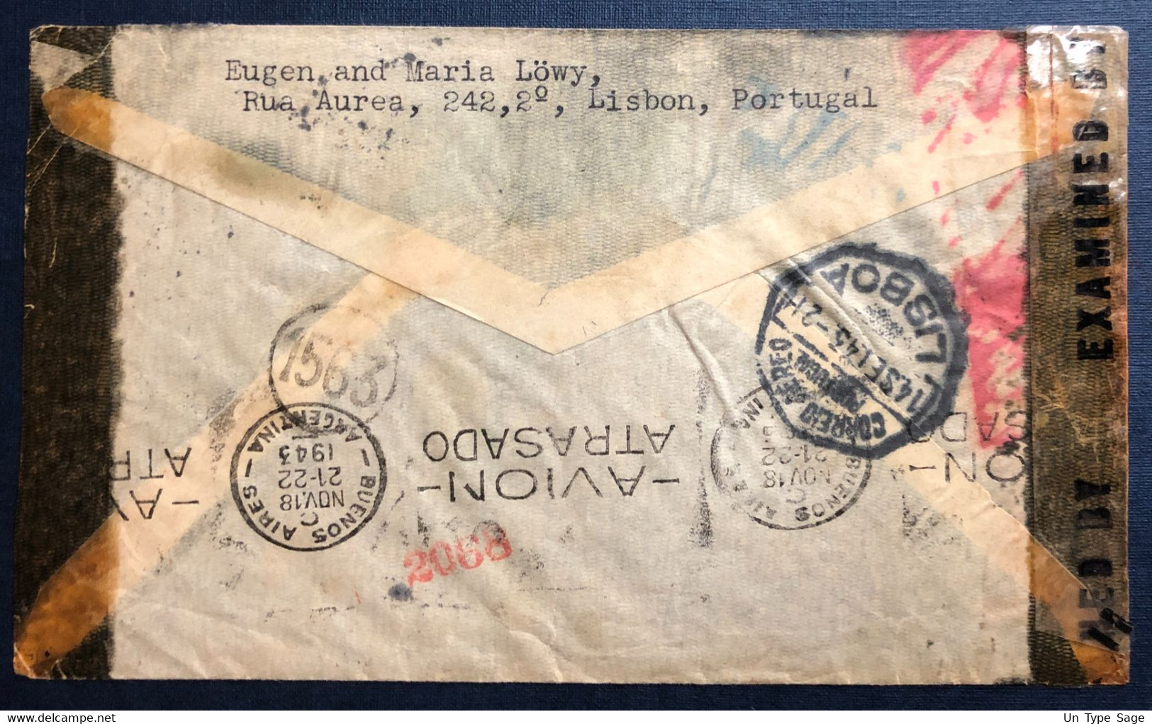 Portugal Divers Sur Enveloppe Censurée De Lisbonne 14.9.1945 Pour Buenos Aires, Argentine - 2 Photos - (B4479) - Storia Postale