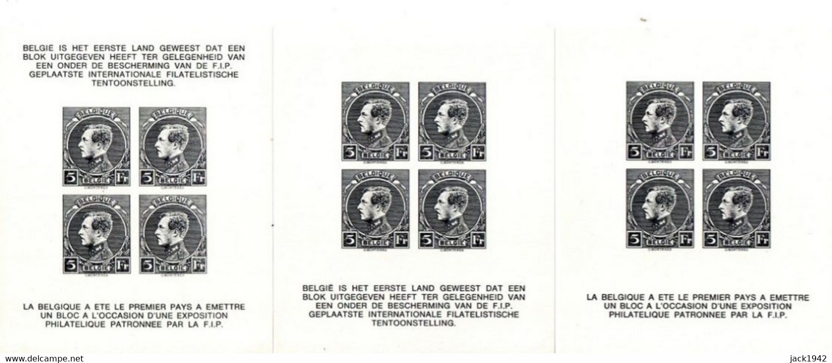 3 Feuillets Au Type 5fr Montenez émis à L'occasion De L'exposition Philatélique BELGICA 1972 - 1971-1980