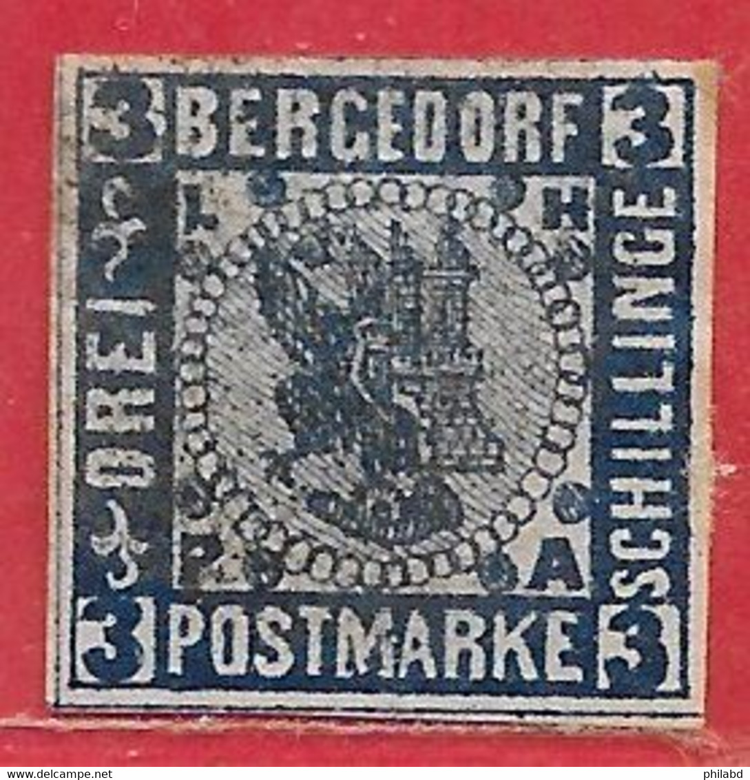 Bergedorf N°6 3s Bleu Sur Rose 1861 (faux/forgery) (*) - Bergedorf