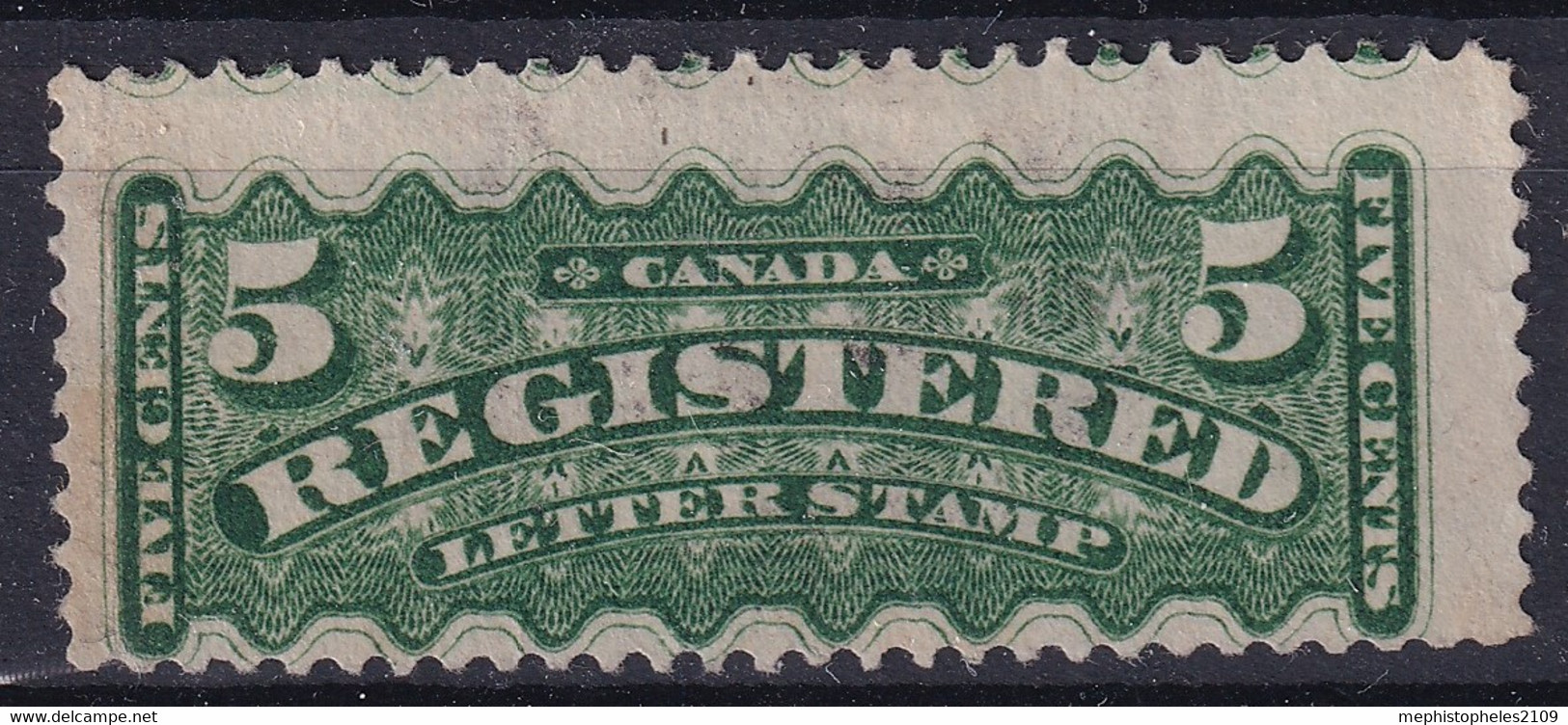 CANADA 1875 - Extremely Light Cancellation - Sc# F2 - Registry Stamp - Gebraucht