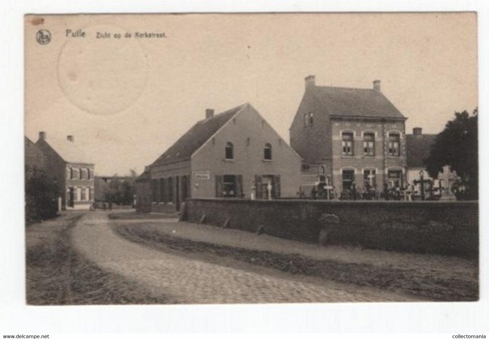 1 Oude Postkaart Pulle Zicht Op De Kerkstraat  Kerkhof  1923 - Zandhoven