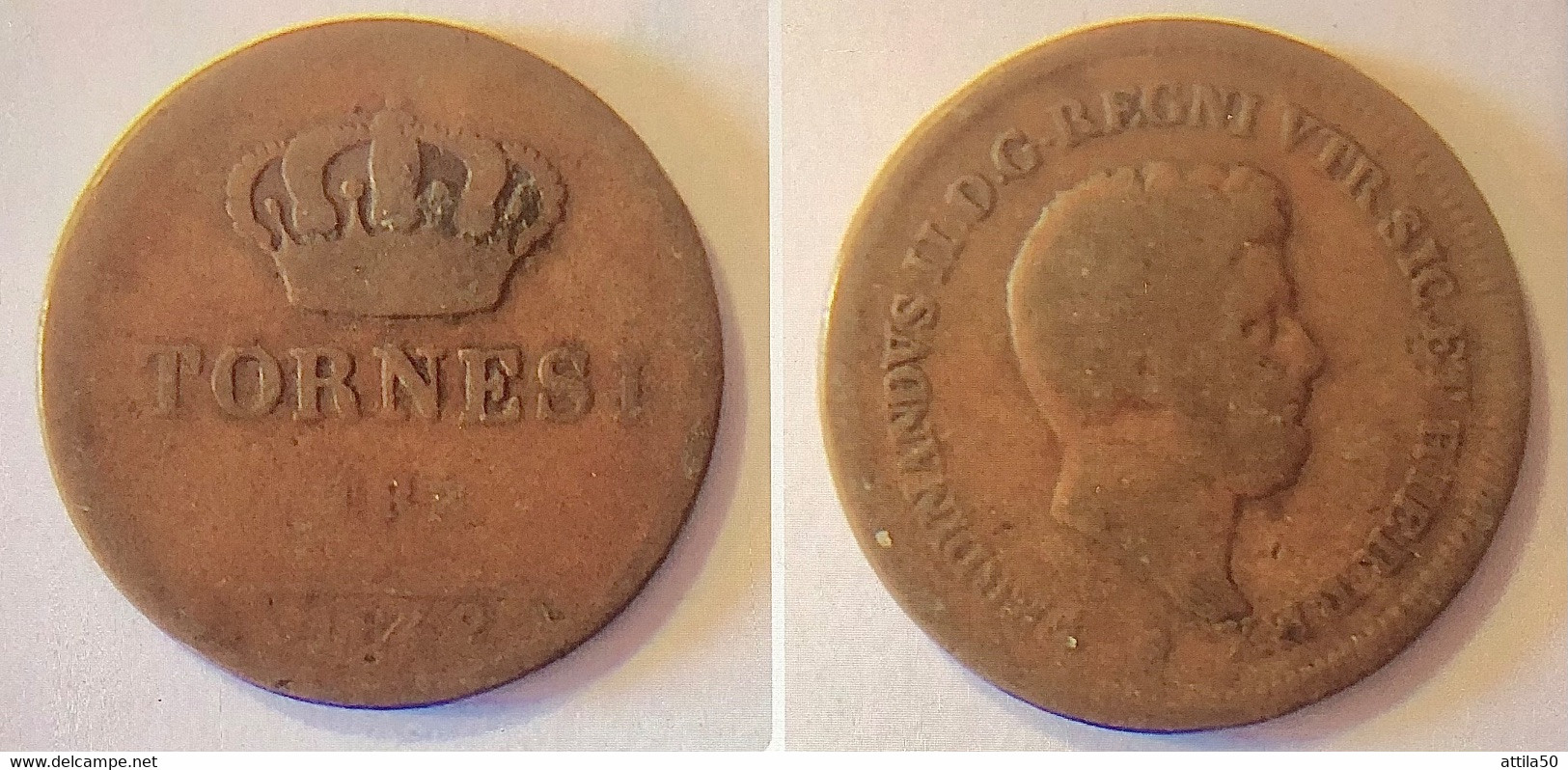 NAPOLI- Ferdinando II Di BORBONE- TORNESI TRE 1842 - NC. - Due Sicilie