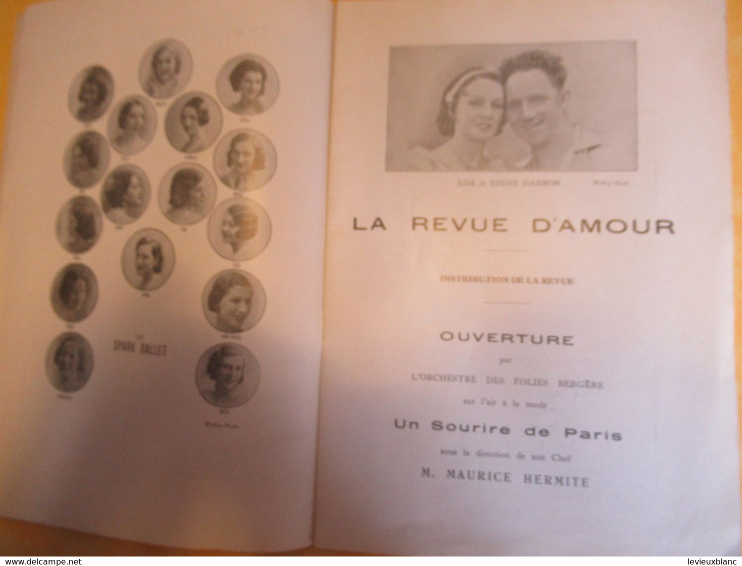 Programme ancien/FOLIES BERGERES/Paul DERVAL/ La REVUE d'AMOUR/Revue/Ada et Eddie DARROS/1932           PROG323