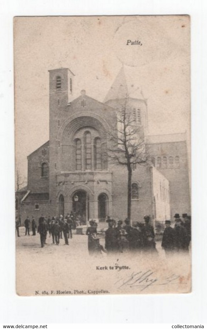 3 Oude Postkaarten Putte Dorpzicht  Kerk Het Pavilloen - Brecht