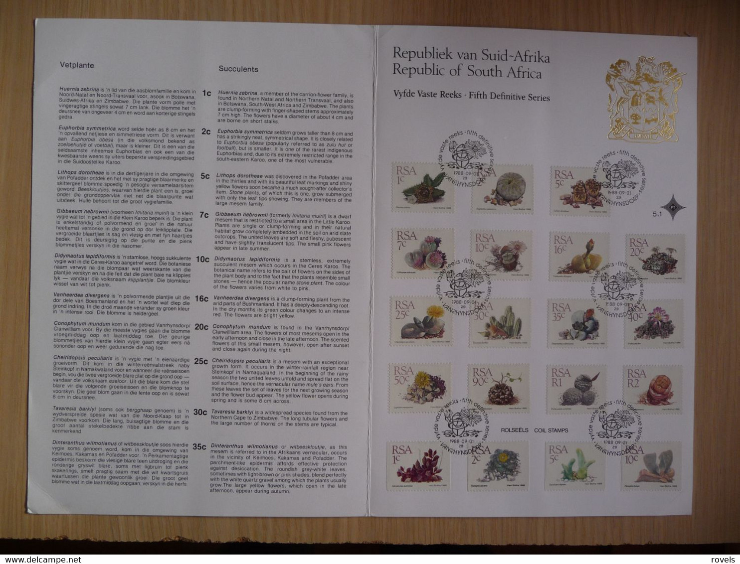 (8) South Africa RSA * FDC 1988 *BIG FDC * ZUID AFRICA VETPLANTE SUCCULENTS IN SOUTH AFRICA. - Cartas & Documentos