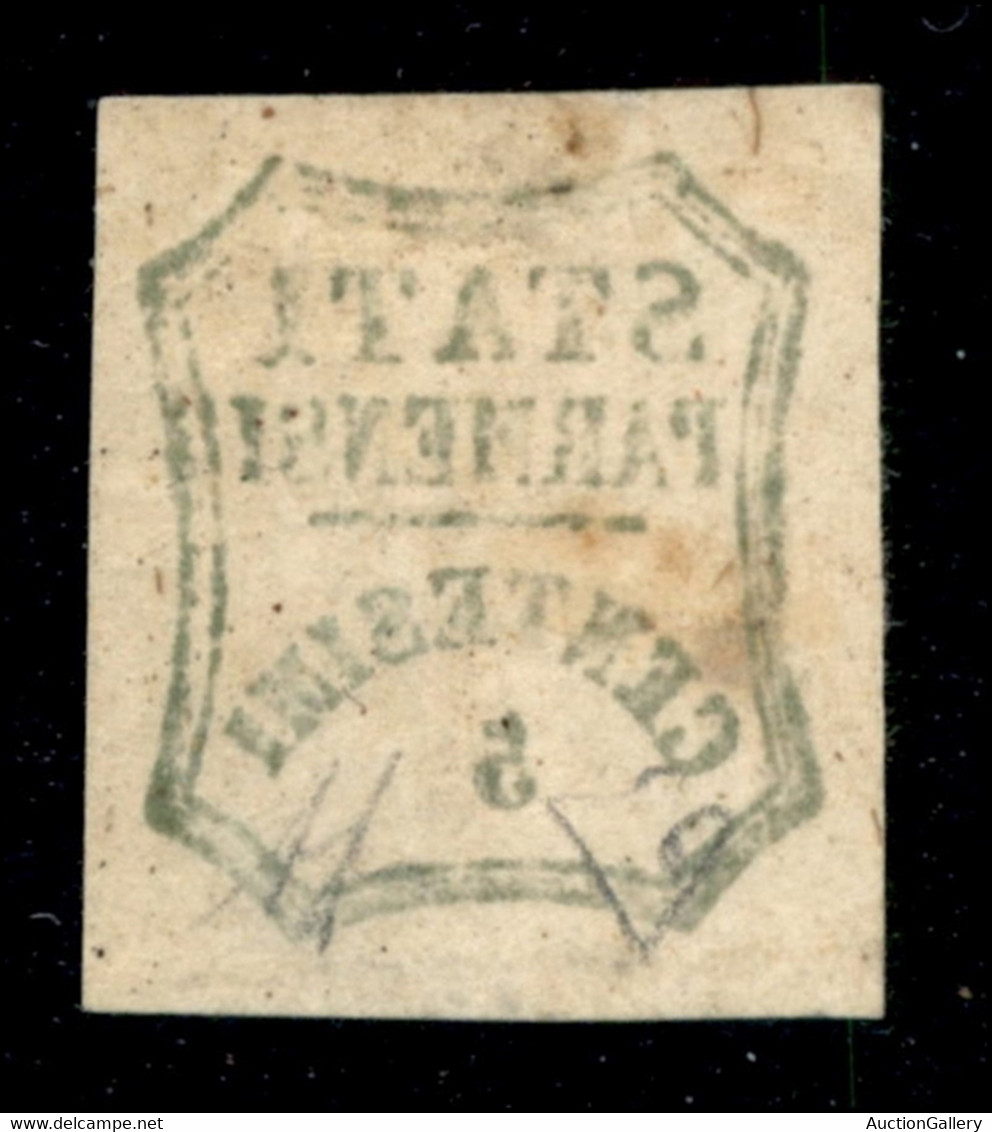 Antichi Stati Italiani - Parma - 1859 - 5 Cent (13 - Verde Giallo) Con Decalco Oleoso - Gomma Originale Con Punti Gialli - Other & Unclassified