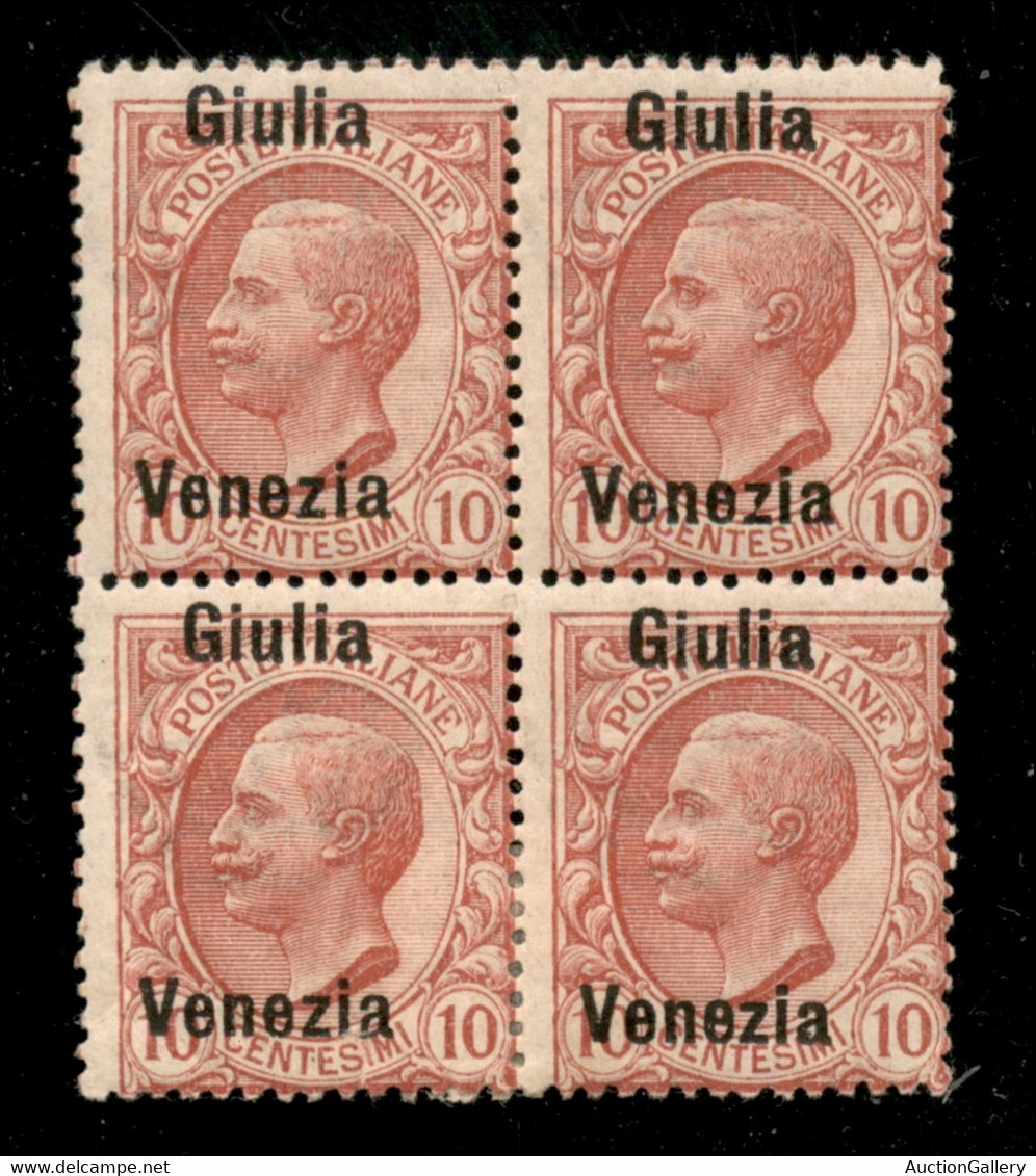Occupazioni I Guerra Mondiale - Venezia Giulia - 1918 - 10 Cent (22d) In Quartina - Giulia Venezia - Gomma Originale E I - Other & Unclassified