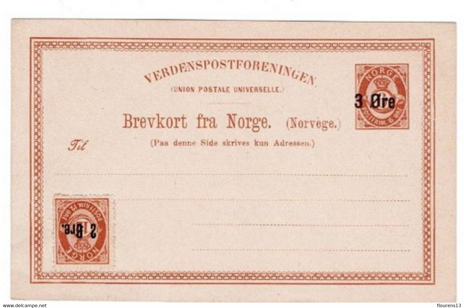 Norvège > Entiers Postaux:1888 Carte Postale De Norvège 3 øre Sur 6 øre + COMPLEMENT 6 / 12 ORE NEUVE TBE ENTIER POSTAL - Enteros Postales