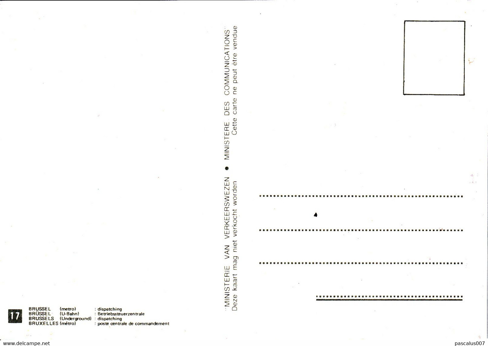 B01-416 Série complète 10 à 18 Ministère des Comunications - Métros de Bruxelles