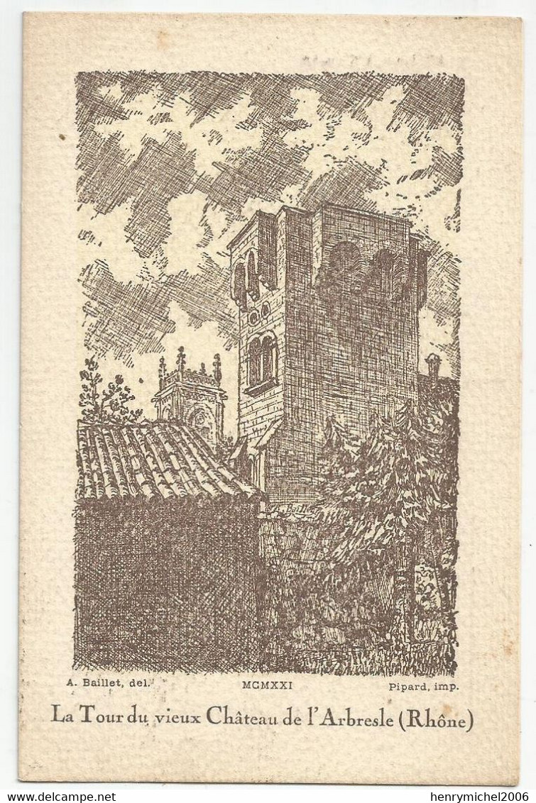 69 L'arbresle La Tour Du Vieux Chateau Carte Illustrée Ed N19 Lavis A Canson - L'Abresle